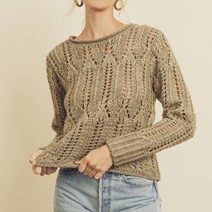 Open Knit Pullover Sweater